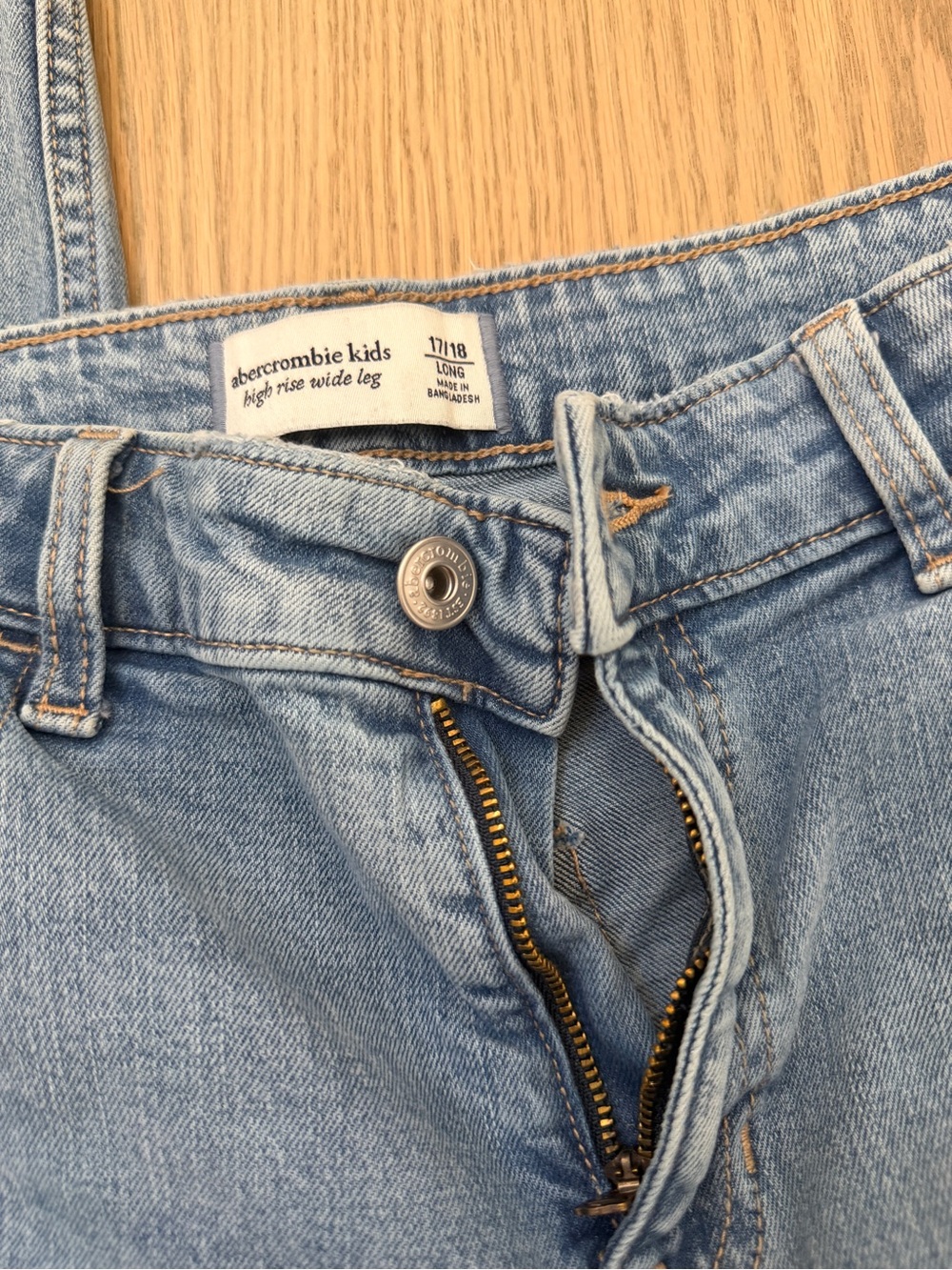 abercrombie kids light blue high-rise wide leg jeans